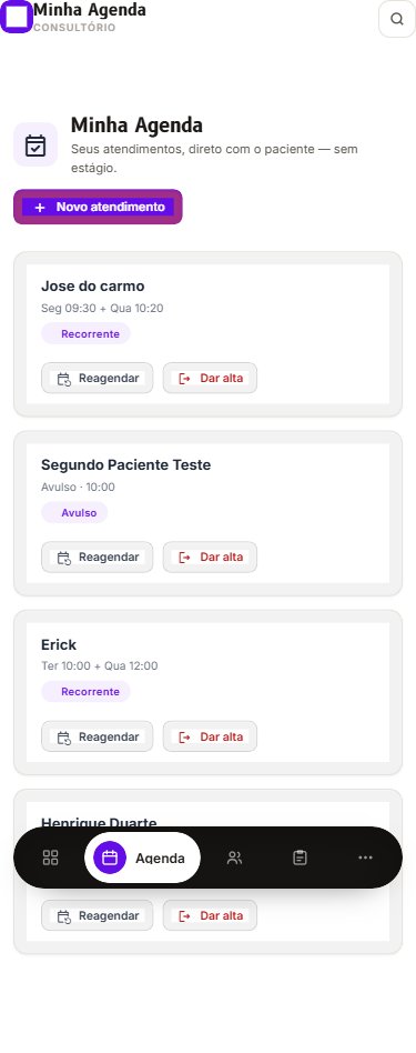 Agenda do Clinic em uma tela de celular, com dados demonstrativos